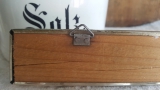 antiker Schlüsselhaken*kleines Schlüsselbrett mit Werbung*Reklame eines Möbelhauses